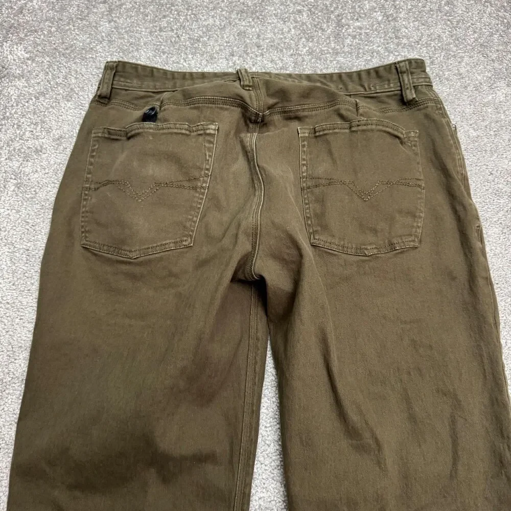Guess Straight Leg Denim Jeans Mens 36 Olive Green 5-Pocket Casual Stretch 33x28